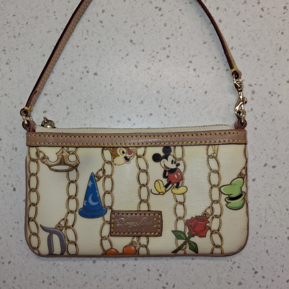 Dooney & Bourke Disney Cream Wristlet with Colorful Accents